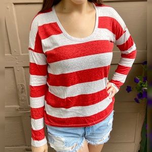 GAP red/white stripe long sleeve shirt